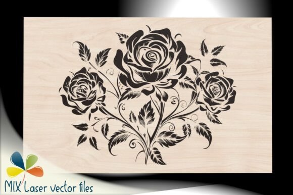 Engraving Template Baroque Roses: A Timeless Design for Laser Work