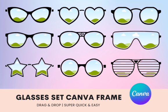 Glasses Set Canva Frame Template