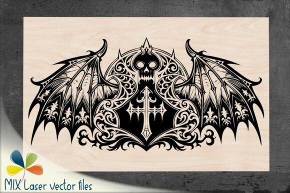 Gothic Skull Cross Laser SVG Engraving