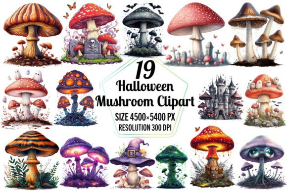 Halloween Mushroom Clipart Bundle PNG: A Creative Resource for Digital and Physical Projects