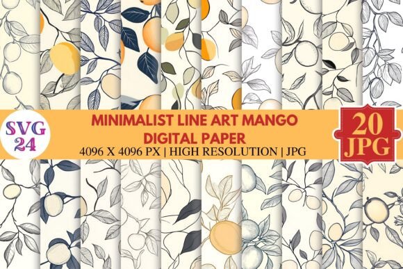 Minimalist Line Art Mango Digital Paper: A Versatile Design Resource for Modern Creatives