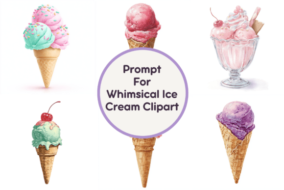 Prompt for Whimsical Ice Cream Clipart