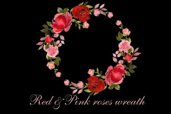 Red Pink Rose Watercolor Floral Wreath: A Versatile Design Element for Every Occasion