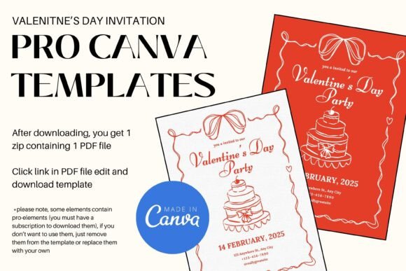 Valentine Coquette Invitation Canva PRO