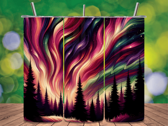 Vibrant Northern Lights Forest Tumbler