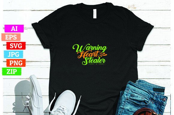 Warning Heart Stealer T-Shirt Design: A Unique and Eye-Catching Print on Demand Option