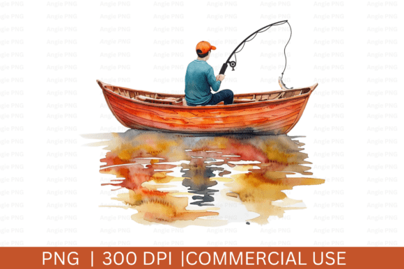 Watercolor Fishing, Father’s Day PNG: A Versatile Digital Design for Creative Projects