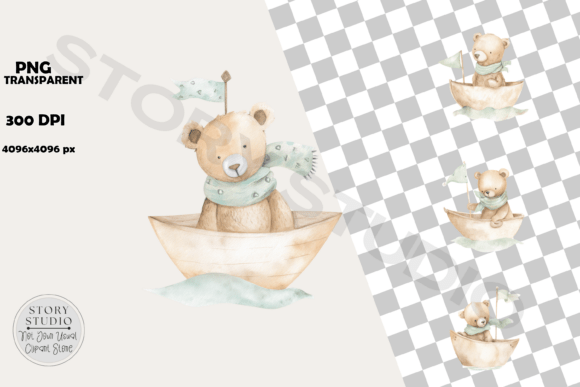 Watercolor Teddy Bear Nautical Clipart: A Versatile Addition to Your Creative Workflow