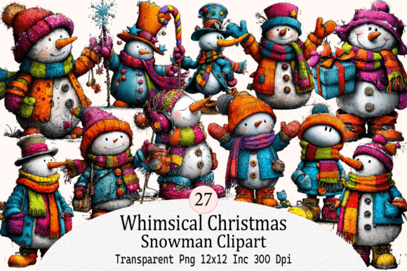 Whimsical Christmas Snowman Clipart: A Magical Addition to Your Creative Projects