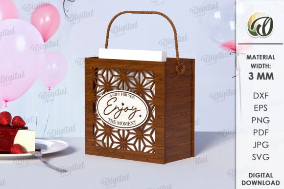 Wooden Gift Bag. Storage Holder SVG